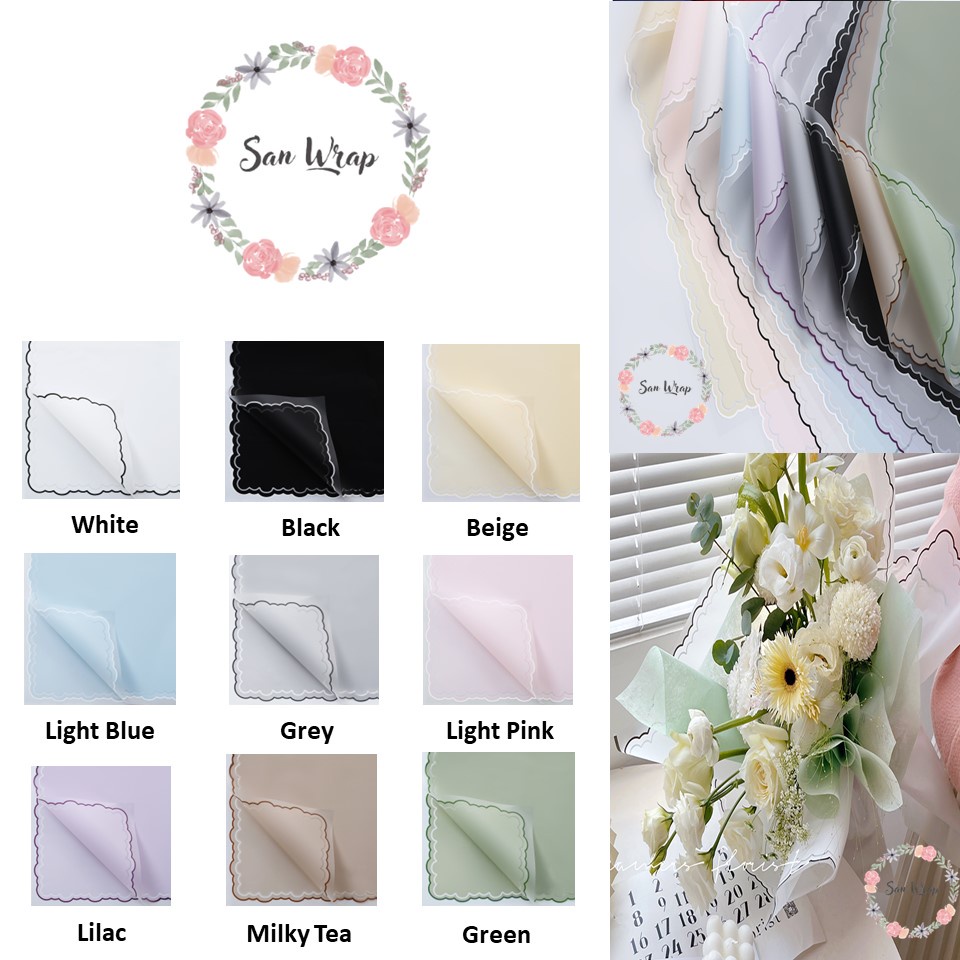 (5 Lembar) Kertas Buket Bunga Varian List Cloud Awan Frame Transparan / Flower Wrapping Cellophane Paper Florist Supply