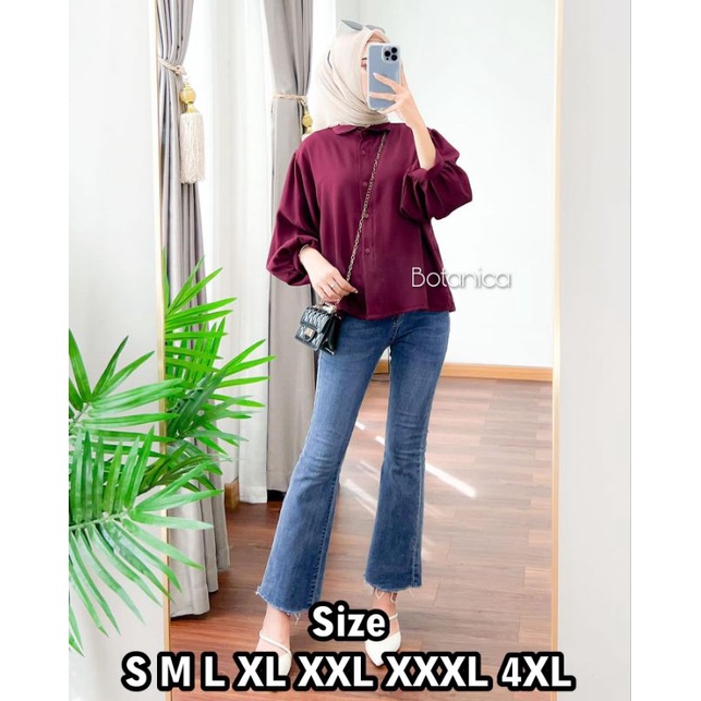 Premium Series BOTANICA Blouse Wanita Big Size Ukuran S M L XL XXL XXXL XXXXL 4XL 2XL 3XL 5XL 2L 3L 4L 5L Kemeja Basic Jumbo Atasan Big Size Oversize Baju Kerja Kantor Korea Blouse Jumbo Wanita