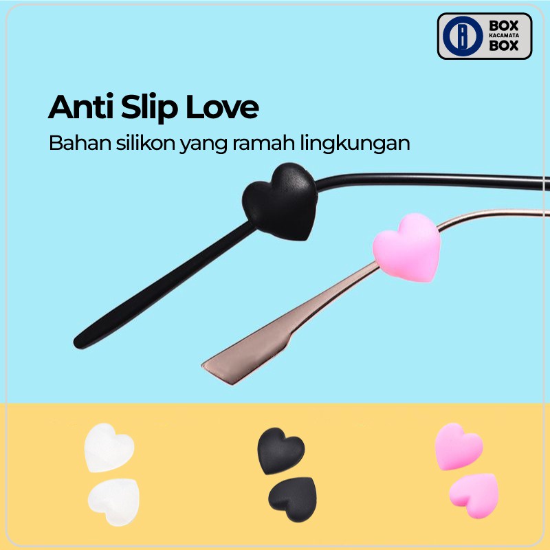 Earhook Pengait Kacamata Silicone Lembut Bentuk Love Anti Slip Penyangga / Penahan Kacamata