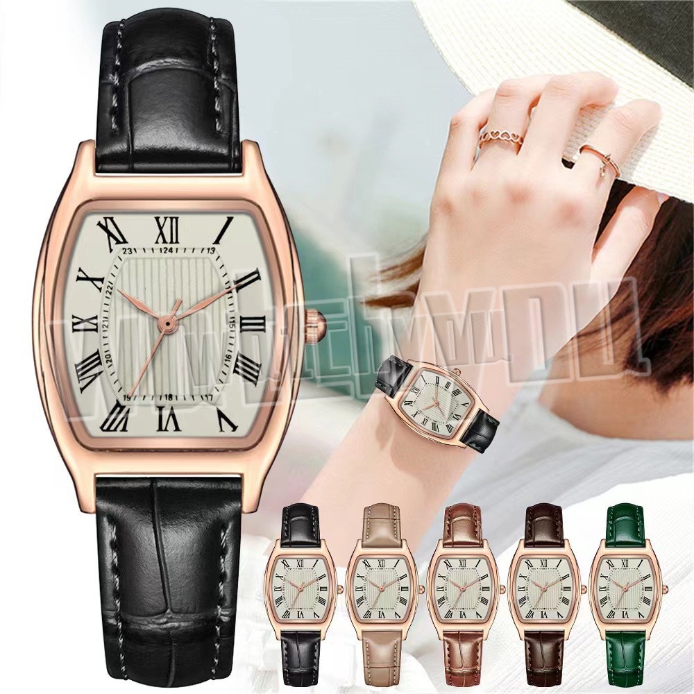 Jam Tangan Wanita A0195 Wine Barrel Type Roman Ladies Watches/Korean Version Of Collegiate Style Casual Quartz Watches