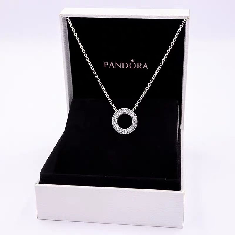 Pandora Kalung 925 Silver Cubic Zirconia Berlian Bulat Untuk Wanita