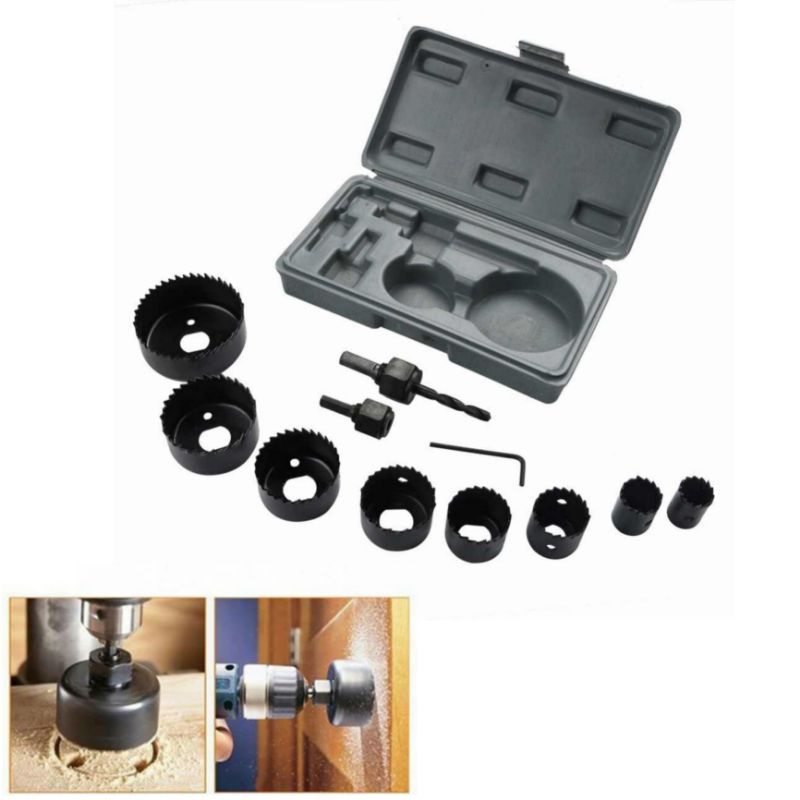HoleSaw Set Kit Set 11pc  Hole Saw Pelubang Kayu 11 PCS  Mata Bor Kayu  Hydroponic