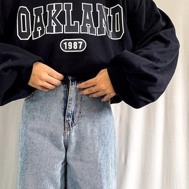 BAYAR DITEMPAT✔️SWEATER CROP OVERSIZE OAKLAND - ATASAN KEKINIAN PREMIUM|SQ3