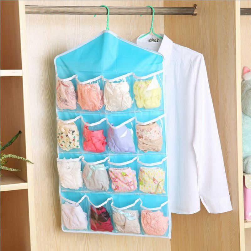 Pouch Hanging organizer / Gantungan celana dalam / gantungan dasi atau dalaman 16 sekat / Hanging korea set