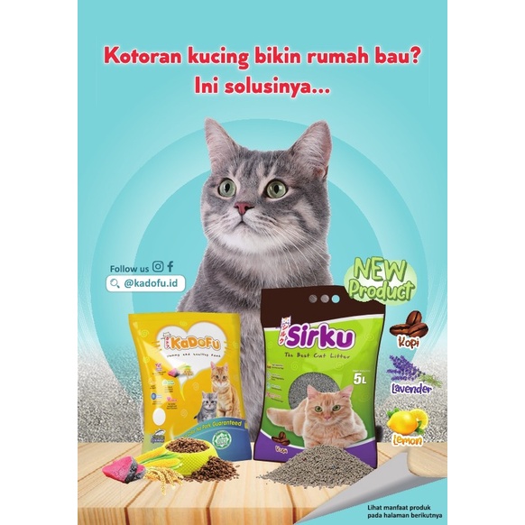 Sirku 5 Liter Pasir Kucing Gumpal Wangi Aroma Lavender Lemon Bentonite