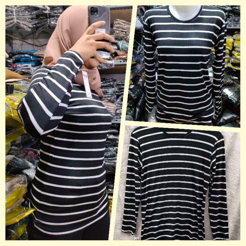 atasan salur belang bahan spandek rayon tebel