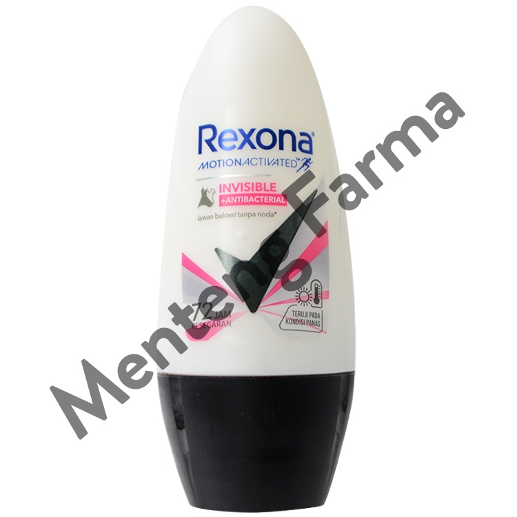 Rexona Anti-Perspirant Deodorant Roll On Invisible + Antibacterial 45 ML - Anti Noda Pada Pakaian