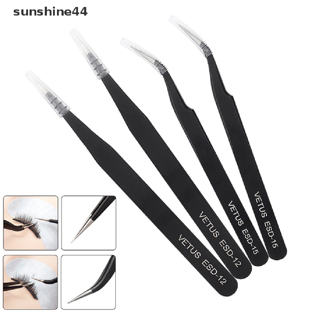 Sunshine Pinset Stainless Steel Warna Hitam Untuk Memasang Bulu Mata Palsu