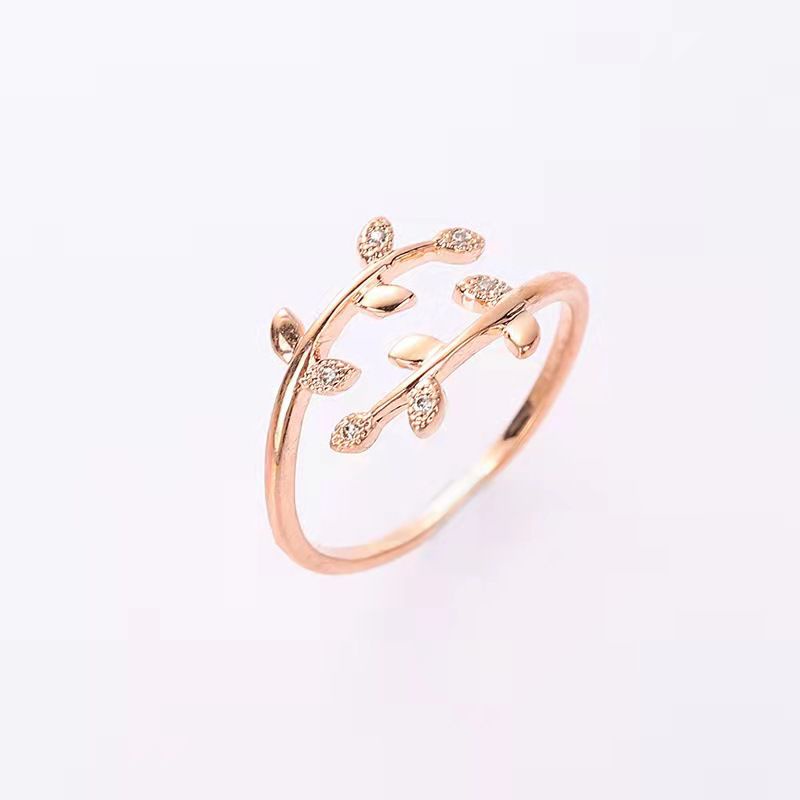 CN09 Cincin Daun lilit warna gold emas silver rosegold wanita korean