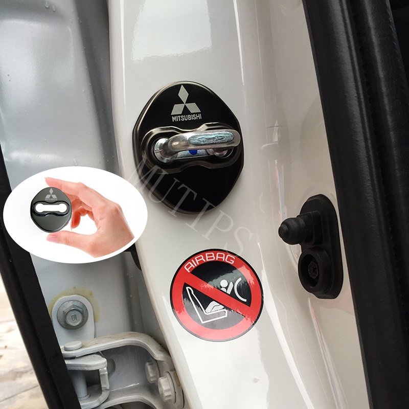 4pcs Stiker Cover Kunci Pintu Mobil Untuk Mitsubishi Xpander Mirage Horse Lancer Pajero Outlander Attrage