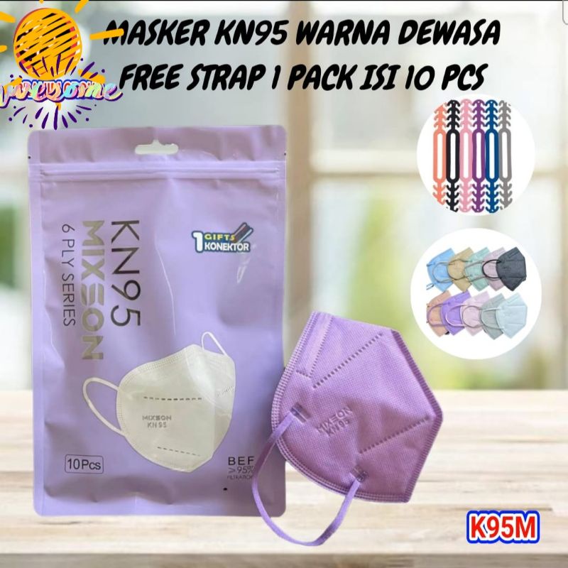 Masker KN95 MIXSON 6 PLY ORIGINAL isi 10pcs +  konektor strap