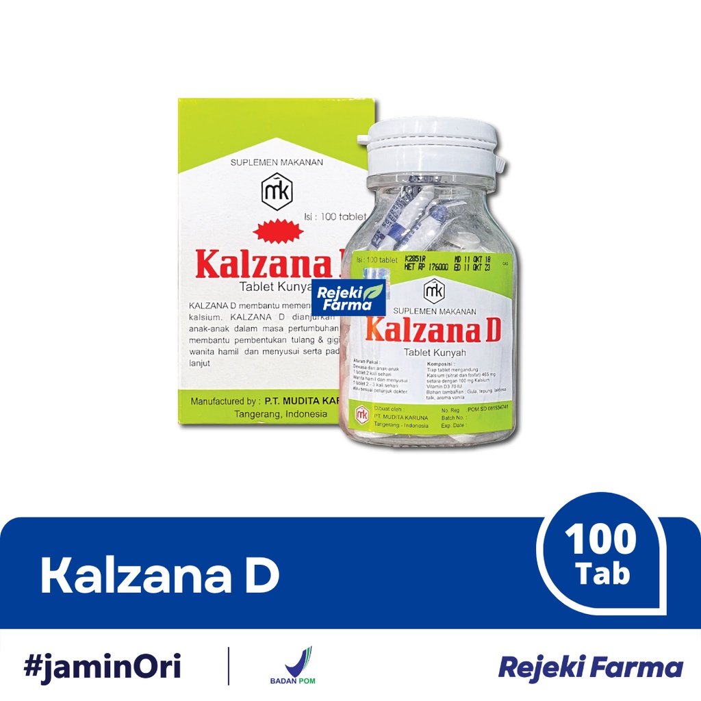 Kalzana D Botol Tablet Kunyah 100 Tab - Suplemen Vitamin KalzanaD Btl