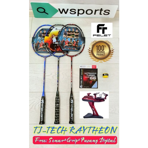 Raket Badminton Felet TJ TECH RAYTHEON 6 7 8 9 38LBS Original