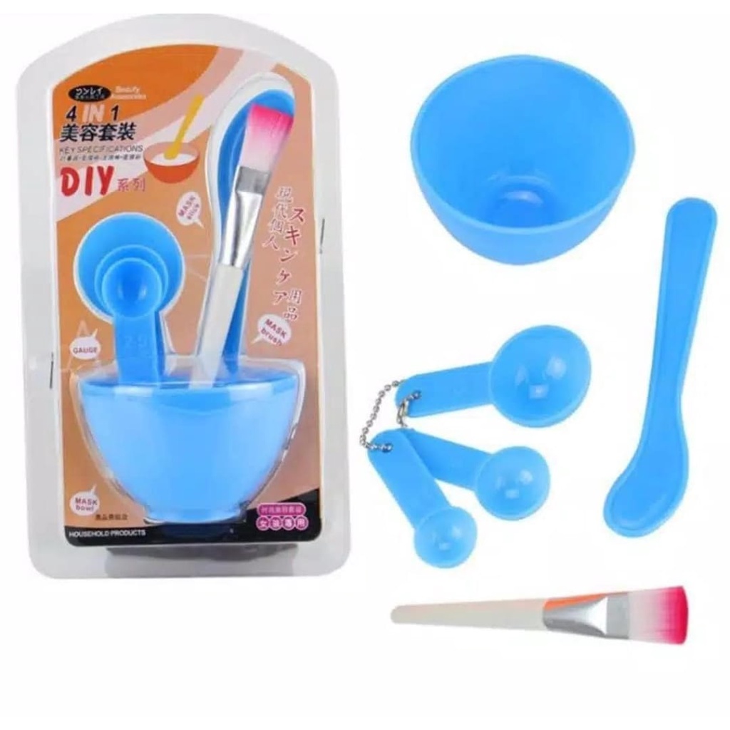 Mangkok Masker Set 4 in 1 Mangkok, Kuas, Pengaduk &amp; Sedok &amp; Sendok Takar