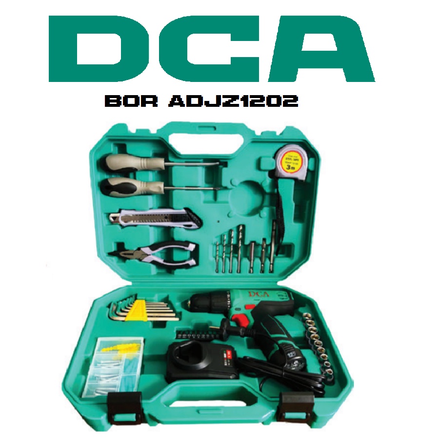 DCA ADJZ1202i Bor Cordless Impact Baterai 12v Paket Set Lengkap