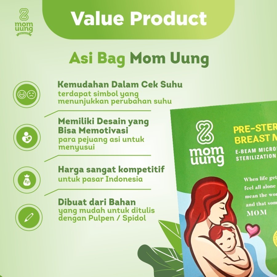 Mom Uung Pre Sterilized Breast Milk Bag Isi 30 Bags
