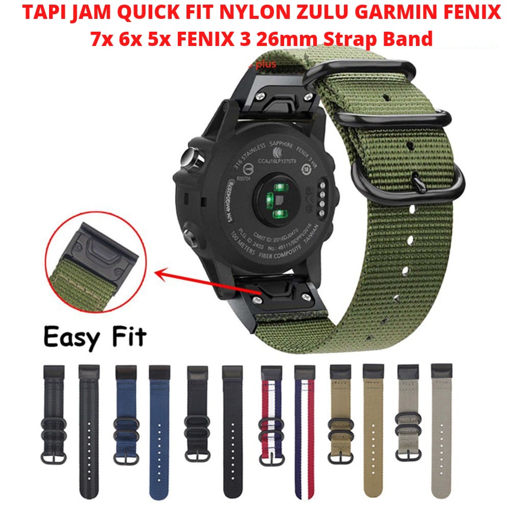 TALI JAM QUICK FIT Nylon Zulu Garmin Fenix 7x 6x 5x 3 26mm STRAP BAND