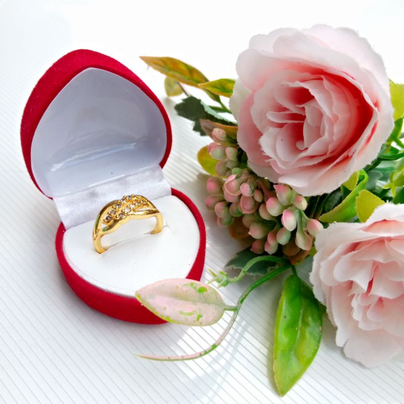 Cincin xuping cincin pesta pernikahan cincin 24 karat murah elegan cincin pernikahan tunangan