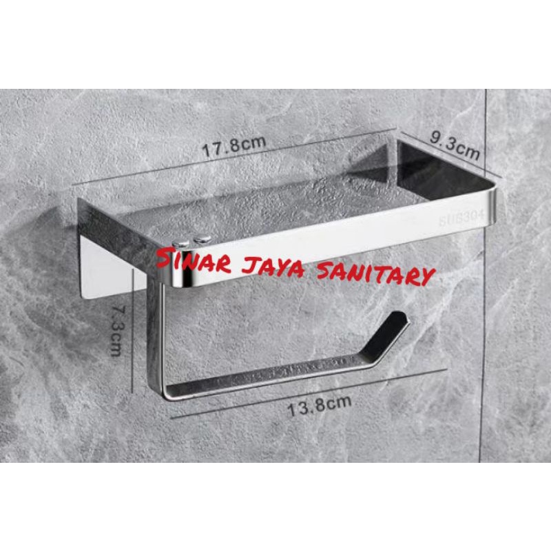 Tempat tissu tatakan hp chrome stainless 304 / tempat tissu gulung chrome murah