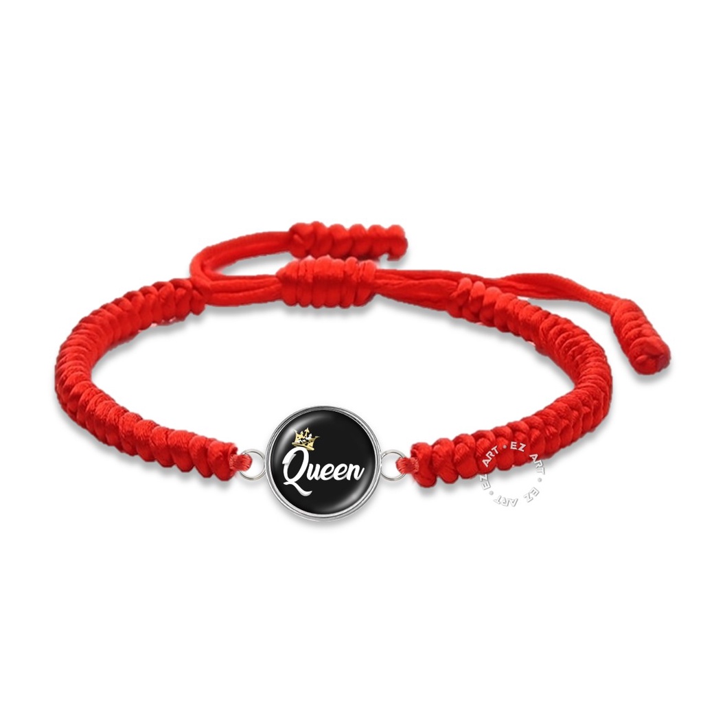 GELANG KEPANG HANDMADE TALI SATIN CINA KACA BULAT CUSTOM FREE REQUEST INISIAL NAMA GAMBAR HURUF FOTO UNTUK WANITA PRIA