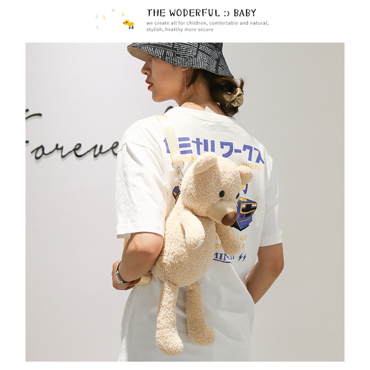 TAS BERUANG TEDDY BEAR RANSEL BULU LUCU IMUT GEMOY BONEKA TEDY BAG Plush fluffy fur Lucu Imut Gemoy Ransel Wanita Baru Boneka Mewah Ransel Kasual Karakter Beruang