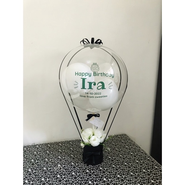Buket balon bunga mini kotak bloom kado wisuda cewek