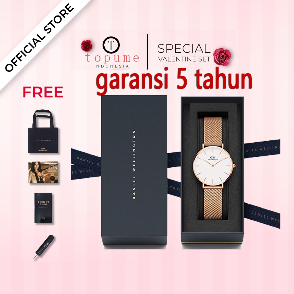 【Beli 1 Gratis 5】Jam Tangan Wanita Dw Anti Air Daniel Wellington Wanita Jam Dw Original Wanita With ✔Paket box + Paperbag + Manual✔ 30mm||Jam Tangan Wanita D.W Polos Balok Rantai Diameter 30mm