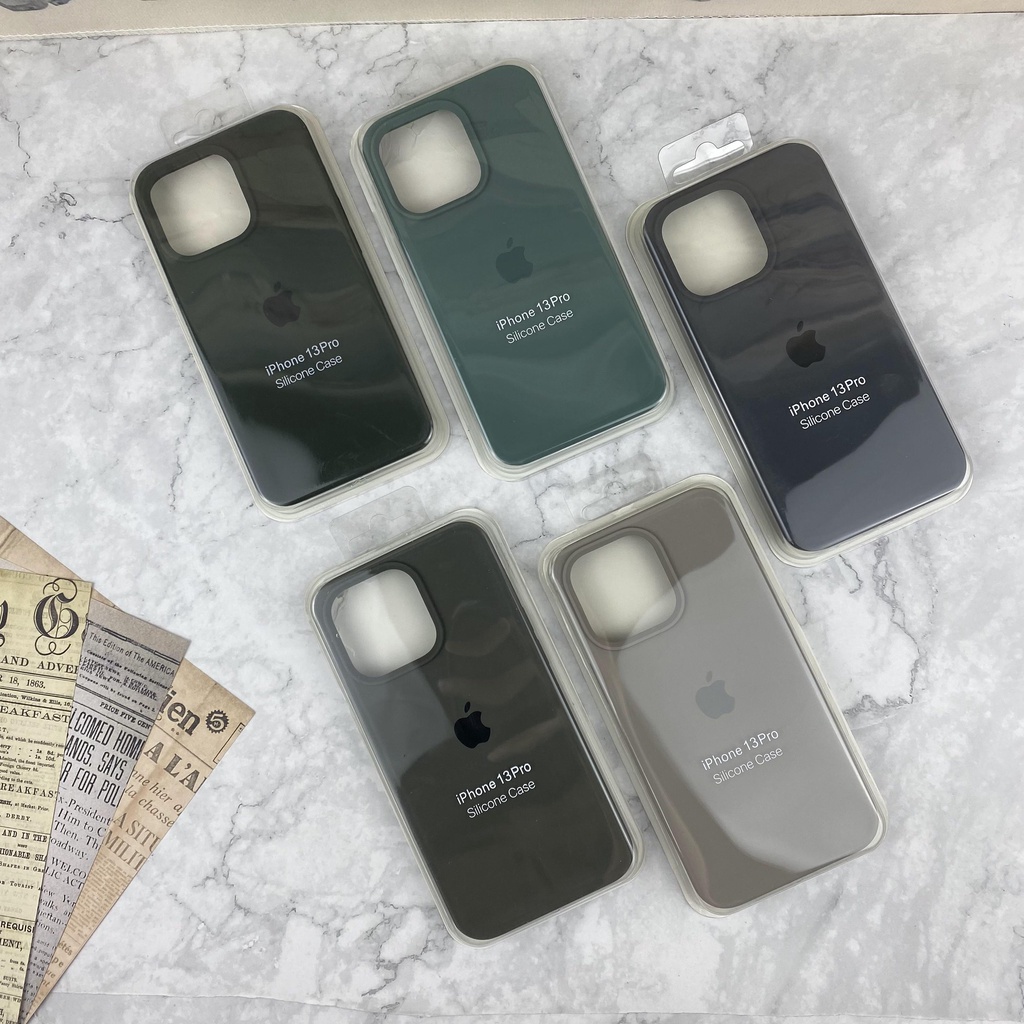 Soft Case Silikon Warna Hitam Olive Untuk iPhone 11 12 13 Pro X XS Max XR 7 8 Plus