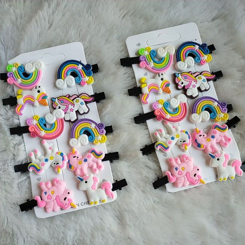 10 pcs jepitan rambut anak perempuan/jepitan rambut anak motif unicorn