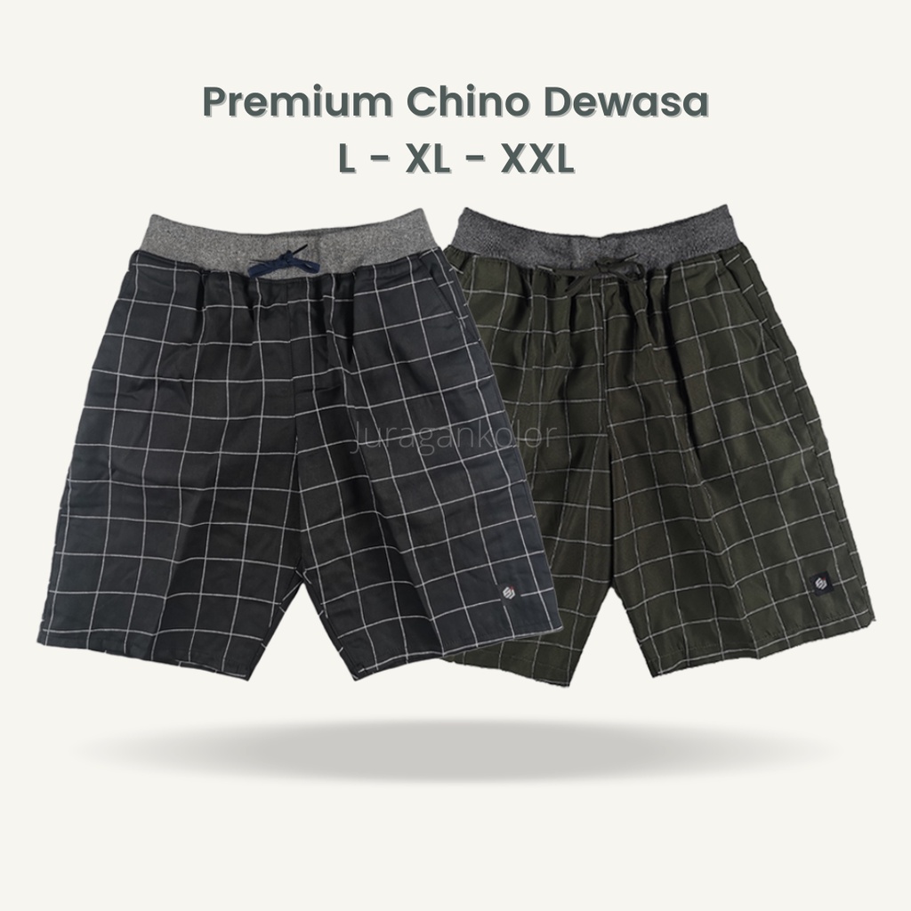 Celana Pendek Pria Dewasa Motif Kotak Tartan Chino Kolor Cowok Short Pants