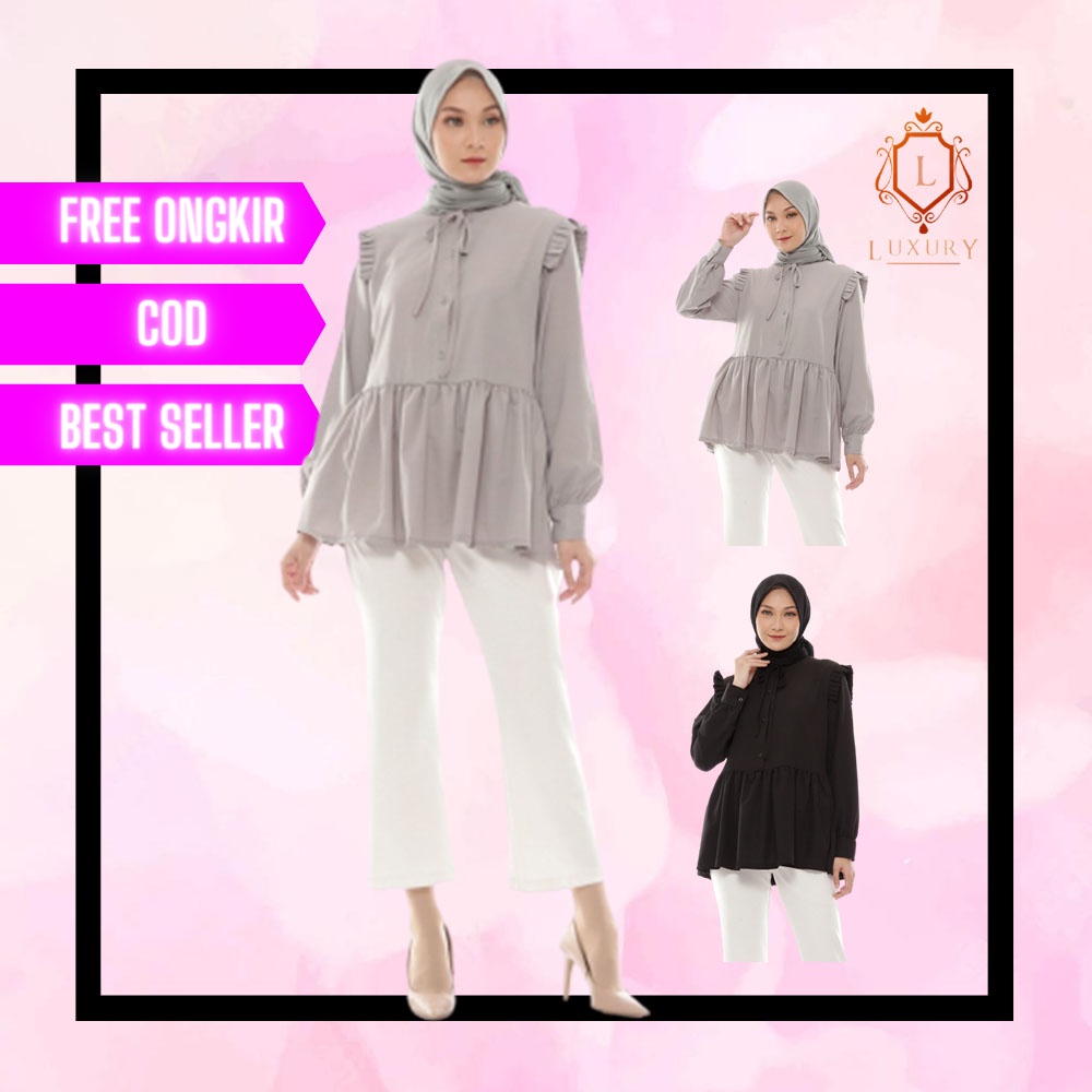 Blouse Hijab Viral Modern Model Kerja Cewek Lebaran Baju Ori Murah Atasan Tunik Setelan Lengan Panja