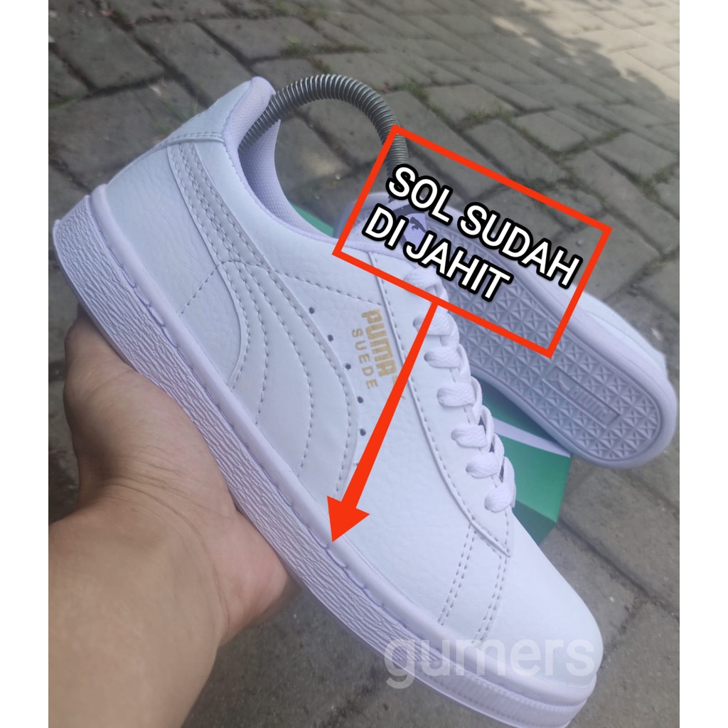 SEPATU SNEAKERS PUTIH, SEPATU FULL WHITE, SEPATU SUEDE, SEPATU TERBARU 2023, SEPATU GAUL, SEPATU KOREA, SEPATU TERLARIS