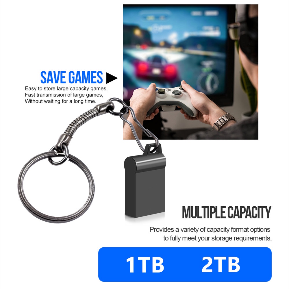 Flash Disk USB 3.0 Kapasitas 2TB Bahan Metal Anti Air