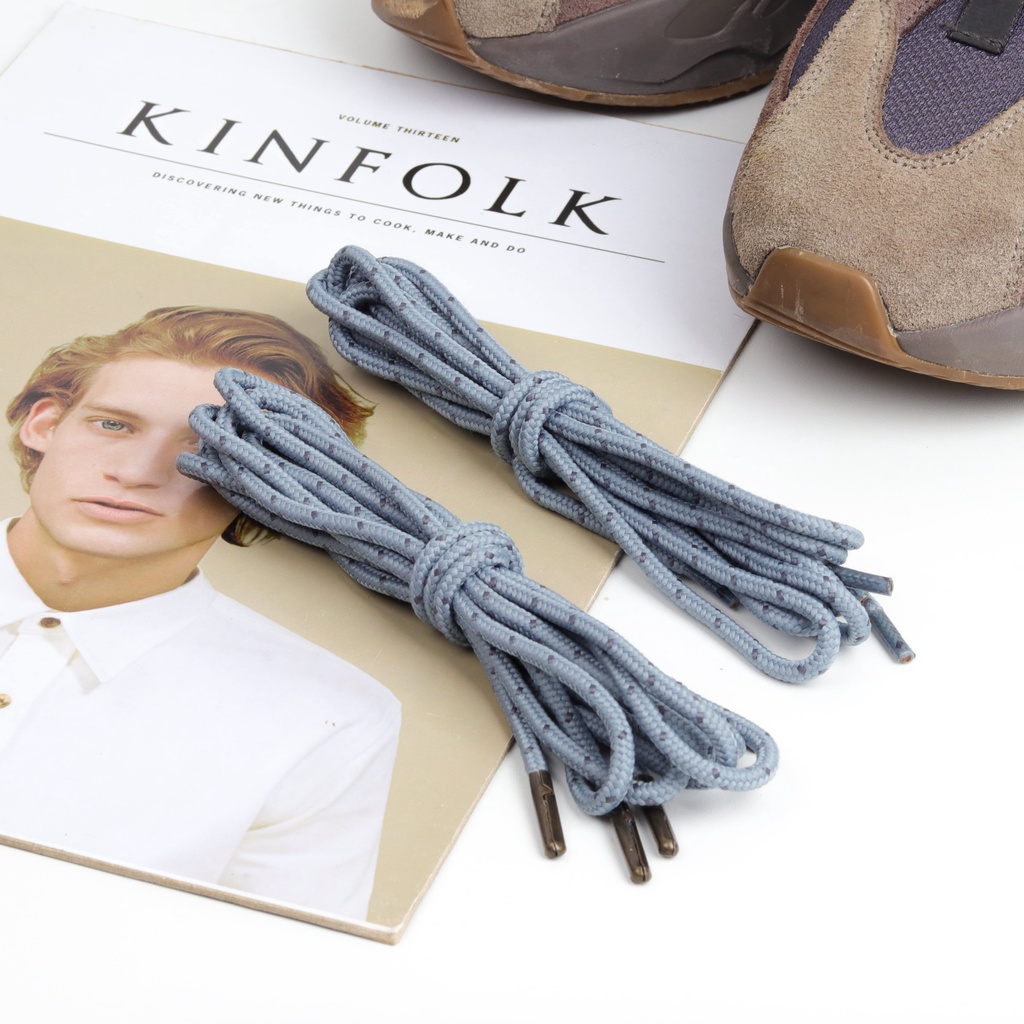 Tali sepatu bulat oval polyster per pasang 2 buah shoelaces 140cm dan 170 cm warna abu gray