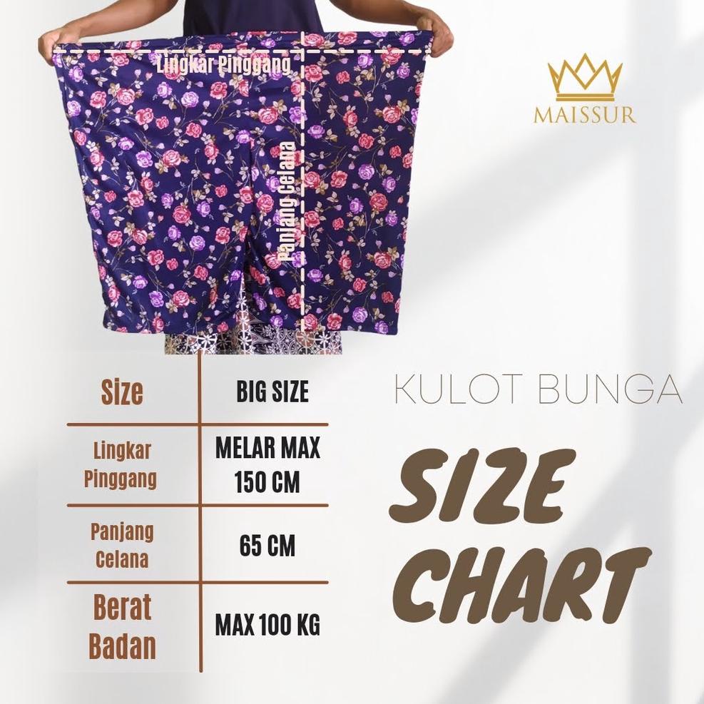 Celana Kulot Big Size BBG Harian Santai 7/8 Super Jumbo Motif Bunga Bahan Hyget Bawahan Celana Pende