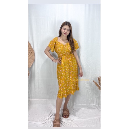 DRESS MODIS MOTIF BUNGA LOBELIA TERBARU