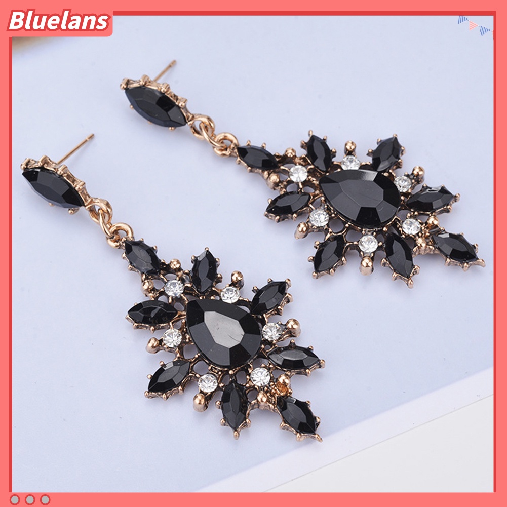 Bluelans Anting Tusuk Gantung Desain Snowflake Hias Berlian Imitasi Untuk Wanita