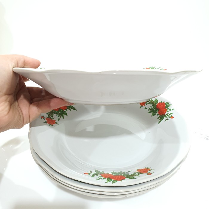 Piring Makan Keramik Cekung Diameter 21 Cm MOTIF BUNGA KEMBANG Warteg