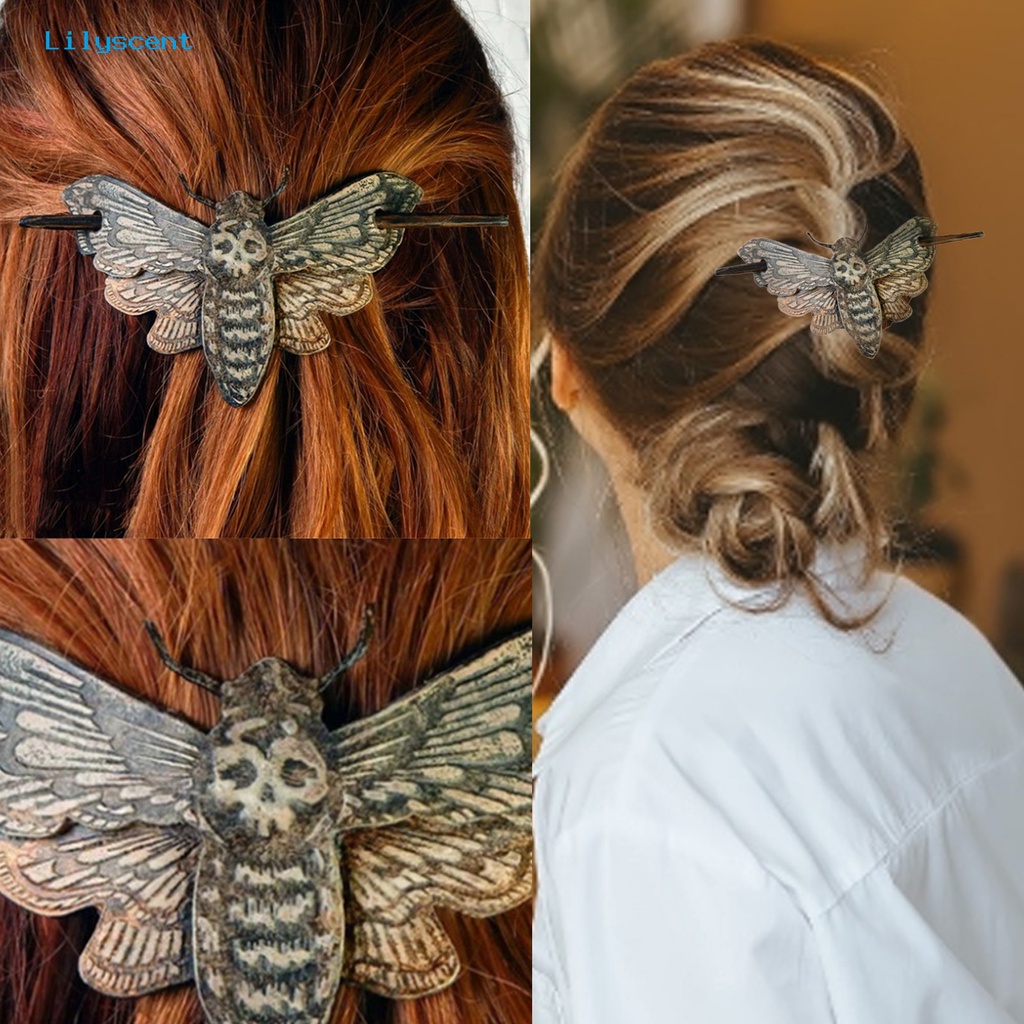 Stick Pin Rambut Desain Death Moth Misterius Untuk Halloween