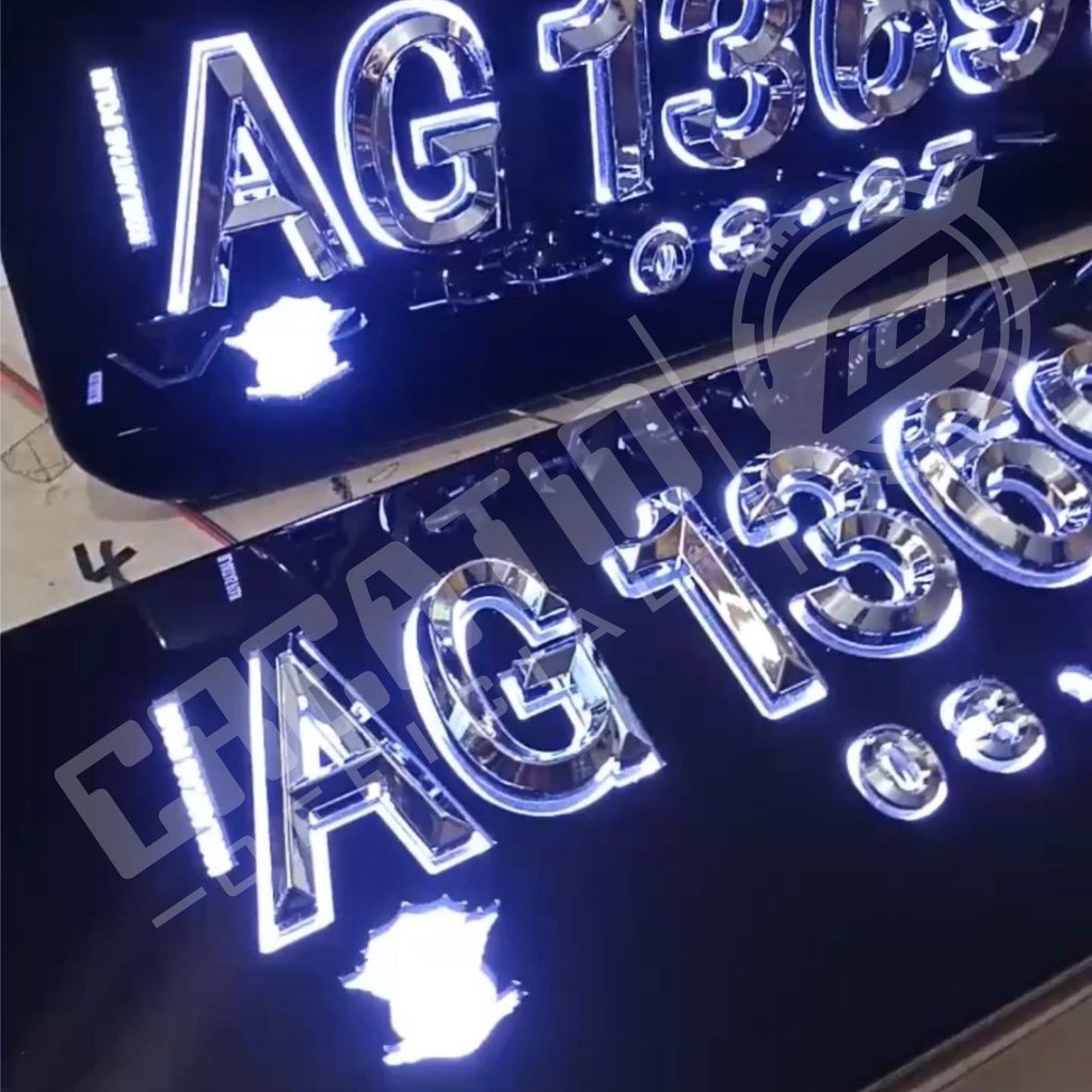 Plat Mobil Akrilik Led Grafir - Huruf Timbul 3D