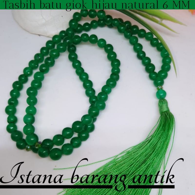 TASBIH BATU GIOK ASLI NATURAL 99 BUTIR 6 MM SIAP PAKAI