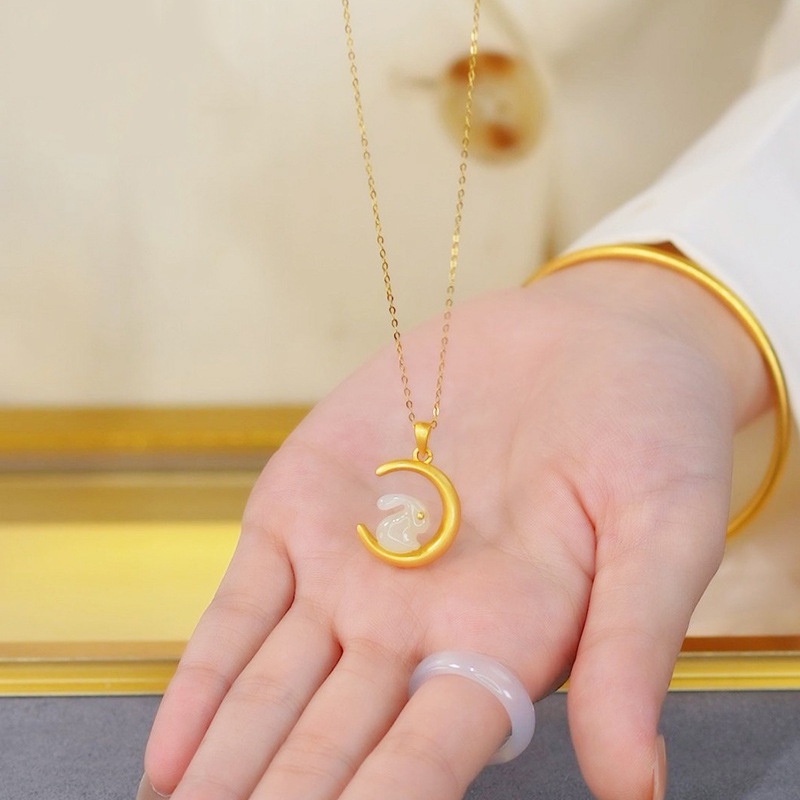 Kalung Desain Bulan Bintang Kelinci Bahan Resin