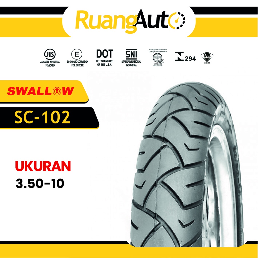 BAN MOTOR RING 10 TUBETYPE & TUBELESS SWALLOW SC-102 X-BLADE UKURAN 350-10 | VESPA | MOTOR VESPA |