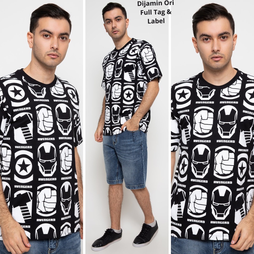 DISKON Marvel Avengers T-Shirt Full Print Iron Man/Kaos Pria
