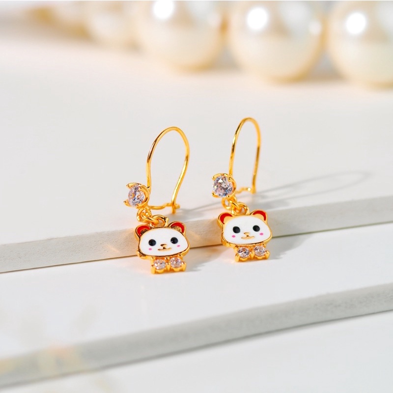 Anting Emas Kawatan Anak Kucing Putih Mata 3 - Toko Emas Gadjah