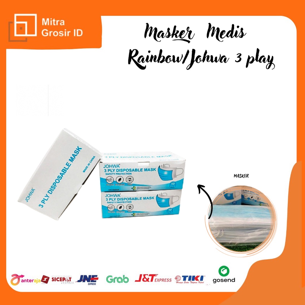 MASKER MEDIS RAINBOW/JOHWA 3 PLAY IZIN RESMI KEMENKES