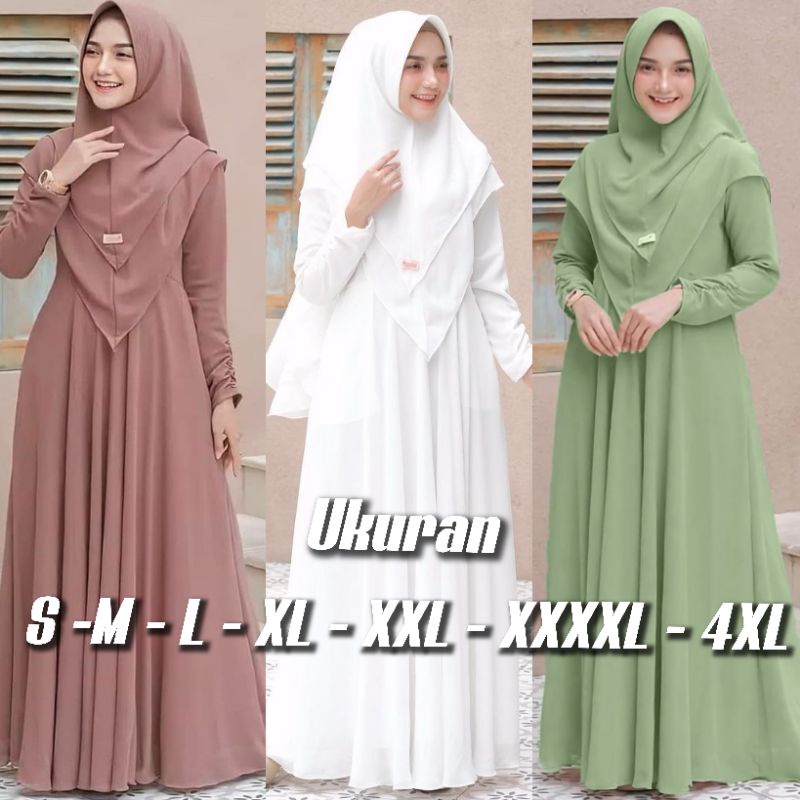 GAMIS SYARI PLUS JILBAB 2 LAYER UKURAN S M L XL XXL XXXL 4XL GAMIS SET MURAH BUSUI POLOS MAXI DRESS PESTA TERBARU JUMBO BERKUALITAS PREMIUM PLUS KHIMAR KEKINIAN BAJU REMAJA PESTA SERAGAM BIG SIZE TERLARIS LEBARAN FASHION MUSLIM KONDANGAN HAJI UMROH SYAR'I