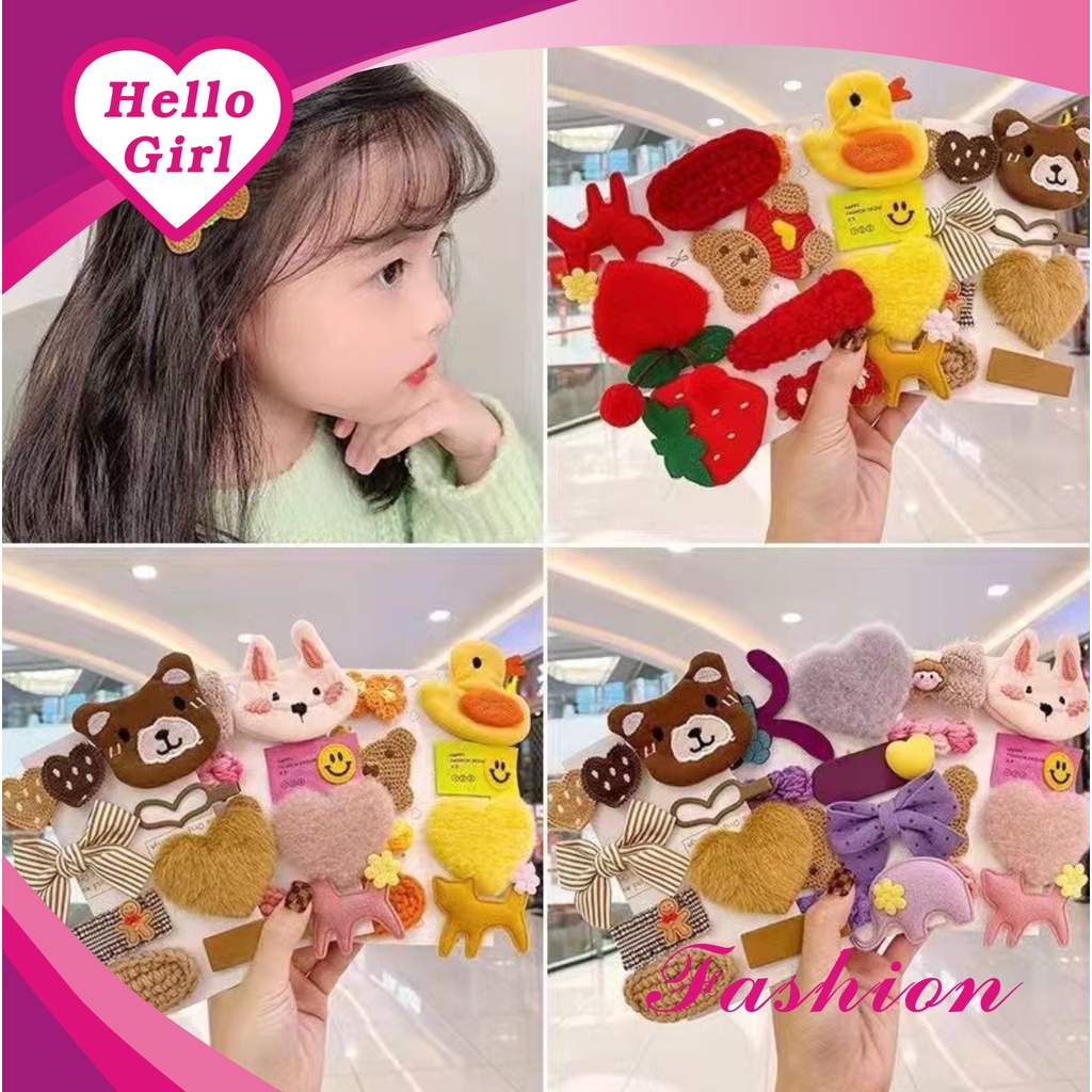 （Hello Girl) F74 1 Papan 8 Pcs Jepit Rambut Karakter Klip Jepitan Anak Gaya Korea Fashion Hair Clip