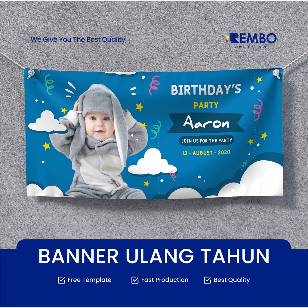 BANNER ULANG TAHUN / BACKDROP ULTAH / SPANDUK ULTAH CUSTOM / BANYAK PILIHAN TEMA &amp; BISA REQUEST