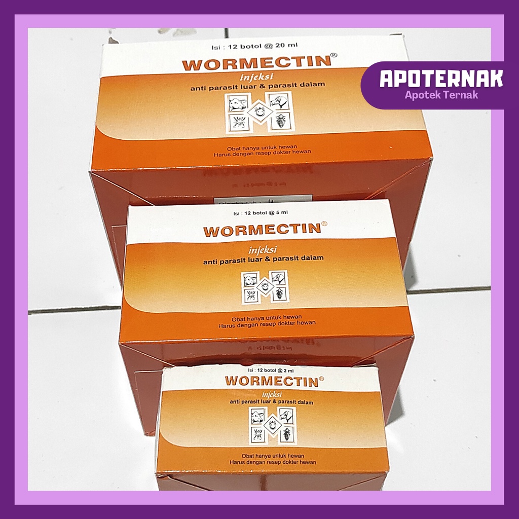 WORMECTIN 2 ml 5 ml 20 ml dg suntikan 1ml 3 ml 5 ml | Obat Scabies Gudik Jamur Kutu Caplak Cacing Untuk Sapi Kambing Kucing Anjing Kelinci | Obat Parasit Luar dan Dalam MECTIN | Apoternak